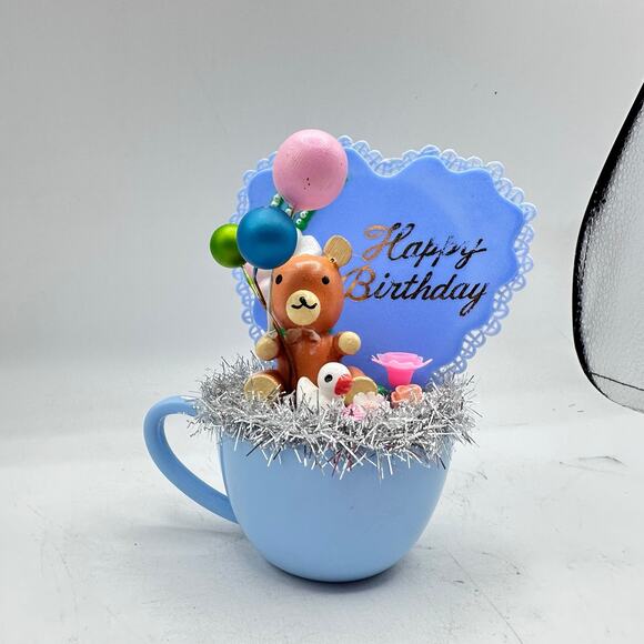 Birthday Assemblage Decor - teddy Bear vintage kitschy cute - Picture 3 of 6